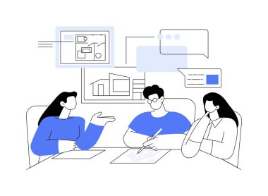 Yaşam alanı planı soyut konsept vektör çizimi tasarla. Profesyonel mimarlar gayrimenkul, konut alanı, özel ev planı ve soyut metaforlar için bir tasarım projesi geliştirirler..