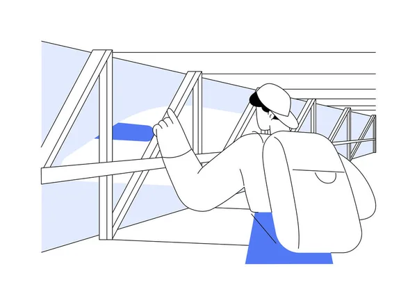 Embarquement Concept Abstrait Illustration Vectorielle Jeune Homme Bord Avion Travers — Image vectorielle