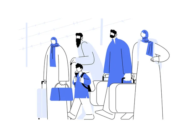 Migración Comunitaria Concepto Abstracto Vector Ilustración Comunidades Migrantes Viajando Tren — Vector de stock