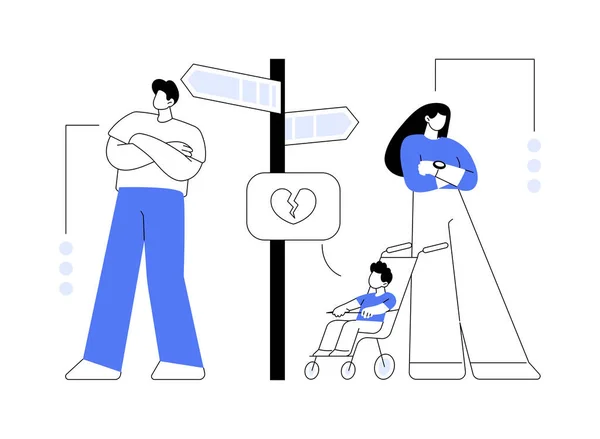 Abstrakcyjna Ilustracja Wektora Opieki Nad Dziećmi Wózek Dziecięcy Rozwiązanie Małżeństwa — Wektor stockowy