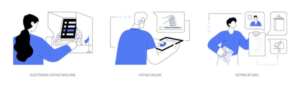 电子表决抽象概念向量图集 使用电子投票机 网上选举 邮寄选票 民选政府 民主抽象隐喻的公民 — 图库矢量图片