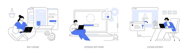 Licença Software Conjunto Ilustração Vetor Conceito Abstrato Compre Software Licenciado — Vetor de Stock