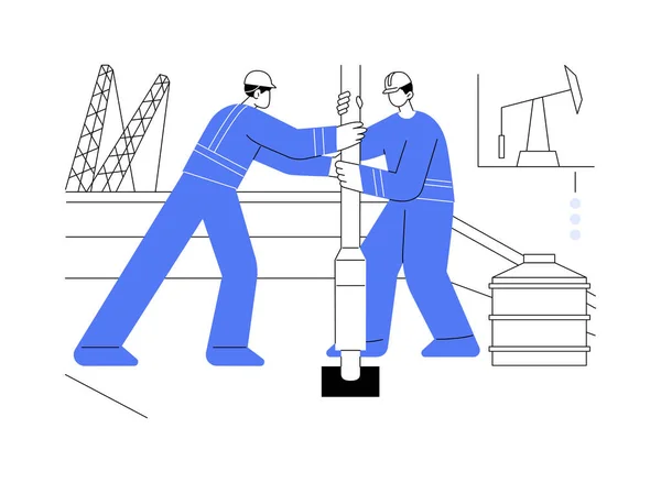 Onshore Ölbohrungen Abstraktes Konzept Vektor Illustration Arbeiter Beim Bohren Von — Stockvektor