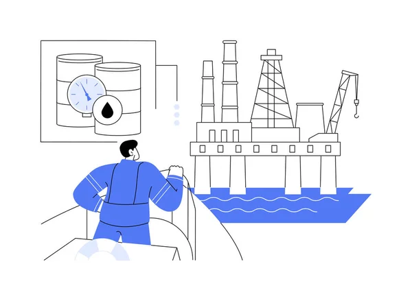Offshore Bohrungen Abstraktes Konzept Vektor Illustration Gruppe Von Arbeitern Beim — Stockvektor