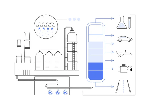 Ruwe Olie Destillatie Abstract Concept Vector Illustratie Proces Van Destillatie — Stockvector
