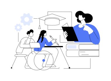 Özel eğitim kavramı soyut konsept vektör çizimi. Özel sınıf, özel ihtiyaçları olan çocuklar için eğitim, iletişim yeteneği, çeşitlilik okulu programı soyut metafor.