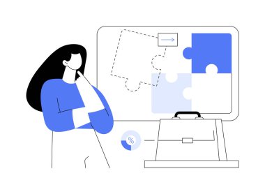 Projeye başlama ve soyut konsept vektör çizimi planlama. Proje yöneticisi yeni iş stratejisi, bilişim şirketi, yönetim ve geliştirme, izleme süreci soyut metafor.