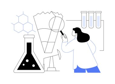 Jeokimya soyut konsept vektör çizimi. Organik jeokimya, uygulamalı toprak bilimi, petrol araştırması, mineraloji, eser element çalışması, suda toprak keşfi soyut metafor.