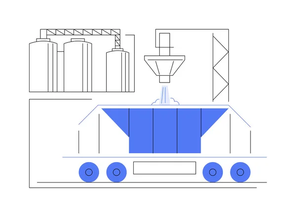 ドライバルク貨物輸送抽象概念ベクトル図 途中でホッパーワゴン 地上輸送 産業車両 貨物列車 ドライバルク貨物抽象的なメタファー — ストックベクタ