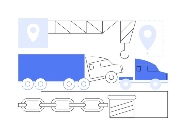 Zware Vrachtwagen Slepen Abstracte Concept Vector Illustratie Het Slepen Van — Stockvector