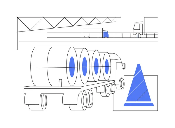 Vervoer Bouwmaterialen Abstract Concept Vector Illustratie Vrachtwagen Met Bouwmaterialen Aandrijvingen — Stockvector