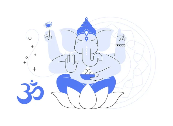 ヒンズー教の抽象概念ベクトル図 インド最古の宗教と法 神Vishnu Ganesh 主シヴァ クリシュナ ヒンドゥー教のシンボル 神聖なマントラから 蓮の足 Diwali抽象的な隠喩 — ストックベクタ