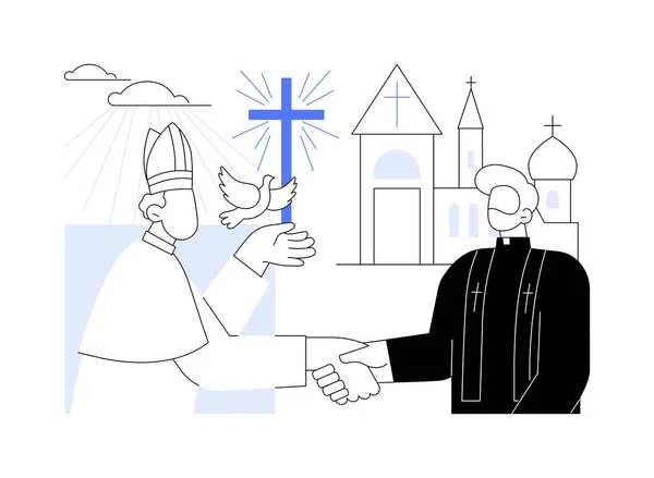 Dialogue Interreligieux Concept Abstrait Illustration Vectorielle Différentes Traditions Symbole Religieux — Image vectorielle