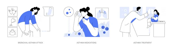 Bronkial Astma Abstrakt Begrepp Vektor Illustration Set Bronkial Astmaattack Läkemedel — Stock vektor