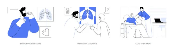 Doença Pulmonar Conceito Abstrato Conjunto Ilustração Vetorial Sintomas Bronquite Diagnóstico — Vetor de Stock