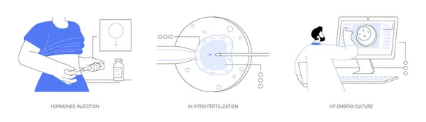 Tecnologías Reproductivas Abstracto Concepto Vector Ilustración Conjunto Inyección Hormonas Fertilización — Archivo Imágenes Vectoriales