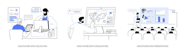 Estatística Médica Conceito Abstrato Conjunto Ilustração Vetorial Coleta Dados Saúde —  Vetores de Stock