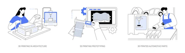 Printen Business Abstract Concept Vector Illustratie Set Architectuurmodel Driedimensionale Projectpresentatie — Stockvector