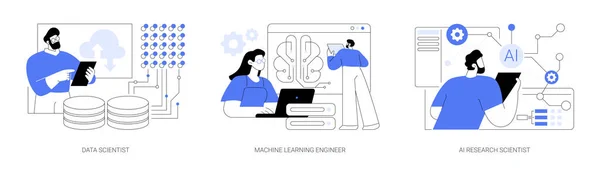 Τεχνητή Νοημοσύνη Θέσεις Εργασίας Αφηρημένη Έννοια Διάνυσμα Εικονογράφηση Σύνολο Επιστήμονας — Διανυσματικό Αρχείο