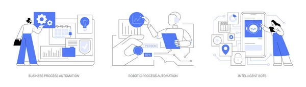 Automatización Procesos Negocio Abstracto Concepto Vector Ilustración Conjunto Inteligencia Artificial — Archivo Imágenes Vectoriales