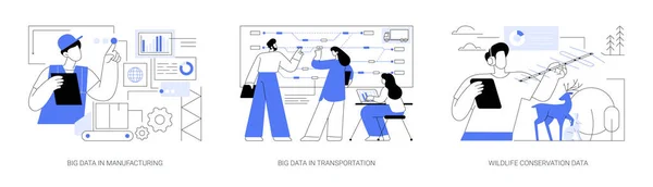 Big Data Sovellukset Abstrakti Konsepti Vektori Kuvitussarja Kerää Valmistusprosessitiedot Liikenteen — vektorikuva