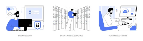Big Data Storage Abstract Concept Vector Illustration Set Specialist Work — Stock Vector