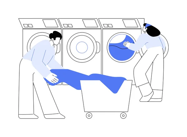 スポットクリーニングと洗濯抽象概念ベクトルイラスト 軽工業 ハウスキーピングサービス 織物部門の洗濯服の労働者のグループ抽象的なメタファー — ストックベクタ