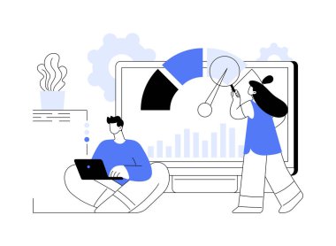 Soyut konsept vektör çizimi ölçütleri. Karşılaştırma yazılımı, ürün performans göstergesi, yük testi, performans özellikleri, rekabetçi ürünler soyut metaforu.