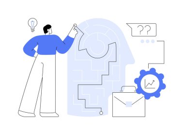 İş çözümü soyut konsept vektör çizimi. İş desteği, problem çözme, karar verme, yönetim yazılım takımı, B2B IT bulut tabanlı servis, müşteri soyut metaforu.