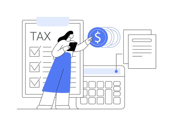 税金の抽象的な概念ベクトル図を作成します 個人所得 あなたの借金を返済 ローン保険 予算計算機 ビジネス会計士 財務監査 書類の抽象的なメタファー — ストックベクタ