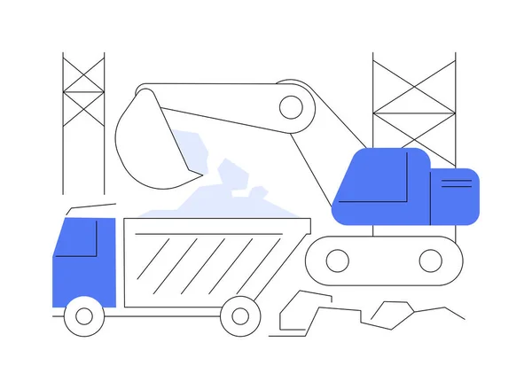 清除建筑碎片抽象概念矢量说明 大型卡车处理建筑材料和垃圾处理 工业运输 重型机械抽象隐喻 — 图库矢量图片