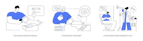 Hypertension Abstract Concept Vector Illustration Set High Blood Pressure Problem — Stock Vector