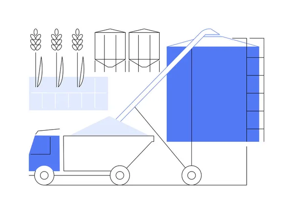 穀物貯蔵抽象概念ベクトル図 穀物オーガー 産業輸送 農業機械 近代的な園芸機器の使用 収穫のアイデア抽象的なメタファー — ストックベクタ