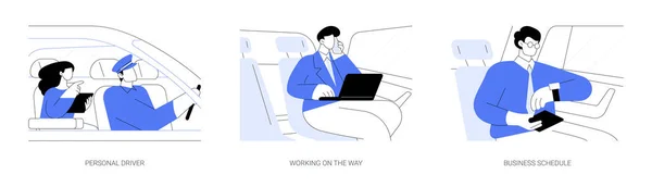 Geschäftsreisen Mit Dem Auto Abstraktes Konzept Vektor Illustration Set Persönlicher — Stockvektor