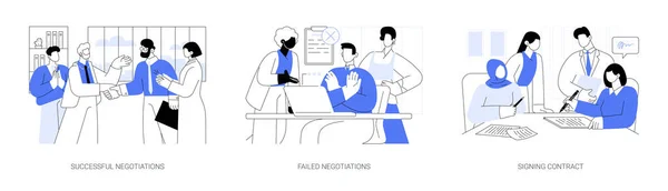 Négociations Internationales Concept Abstrait Vectoriel Illustration Ensemble Négociations Réussies Absence — Image vectorielle