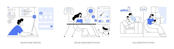 Herní Platforma Abstraktní Koncept Vektorové Ilustrace Set Online Hra Tvůrce — Stockový vektor