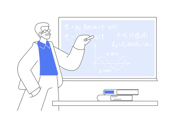 Teaching Physics Abstract Concept Vector Illustration Physics Teacher Writing Formula — Stock Vector