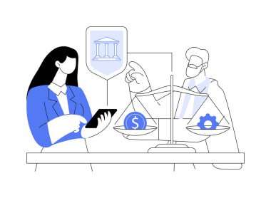 Hazine yönetimi soyut konsept vektör çizimi. Nakit yönetim hizmetleriyle ilgilenen iş kadını, finansal okur yazarlık, ticari banka, kurumsal bankacılık soyut metaforu.