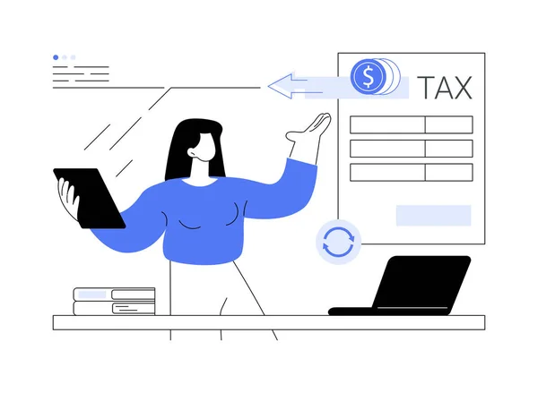 Abstraktní Koncept Vektorové Ilustrace Daňového Přiznání Happy Businesswoman Tax Deduction — Stockový vektor