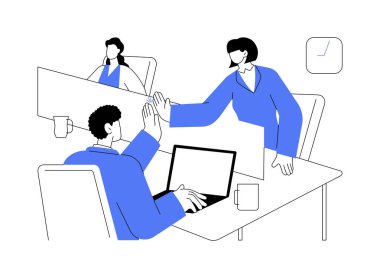 Kabin ofisi soyut konsept vektör çizimi. Hücre ofisindeki gülümseyen meslektaşlar, şirket işleri, çalışanların yaşam tarzı, çalışanlar için rahat iş yeri soyut metaforlar.