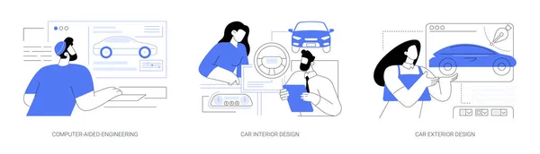 Návrh Auta Abstraktní Koncept Vektorové Ilustrační Sada Počítačové Inženýrství Design — Stockový vektor