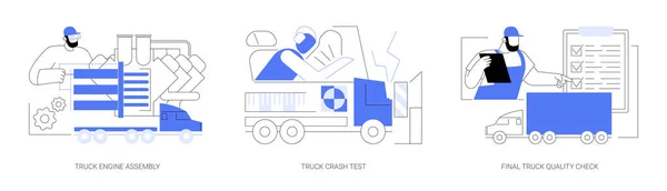 Truck Γραμμή Παραγωγής Αφηρημένη Έννοια Διάνυσμα Εικονογράφηση Σετ Συγκρότημα Μηχανών — Διανυσματικό Αρχείο