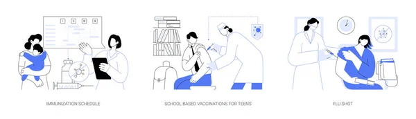 Volksgezondheid Geneeskunde Abstract Concept Vector Illustratie Set Immunisatieschema Vaccinatie School — Stockvector