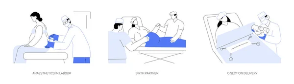 Labour Abstraktní Koncept Vektorové Ilustrace Sada Anestetika Při Porodu Porodní — Stockový vektor