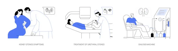 Urology Abstract Concept Vector Illustration Set Kidney Stones Symptoms Treatment — Stock Vector