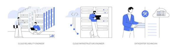 Datacenter Abstraktes Konzept Vektor Illustrationsset Diverse Kollegen Testen Cloud Zuverlässigkeit — Stockvektor