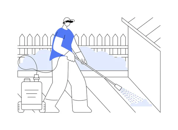 パワー洗浄抽象概念ベクトルイラスト 労働者は テラスの圧力洗浄 金型除去プロセス 民間の家のメンテナンスサービス 家庭の義務抽象的なメタファーを扱う — ストックベクタ