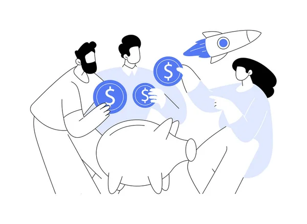 Crowdfunding Abstracte Concept Vector Illustratie Groep Van Zakenpartners Die Munten — Stockvector