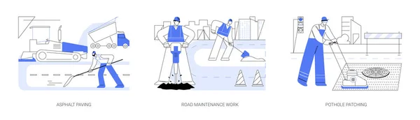Mantenimiento Carreteras Reparación Abstracta Concepto Vector Ilustración Conjunto Pavimentación Asfalto — Archivo Imágenes Vectoriales
