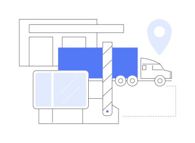 Mal ithalatı soyut konsept vektör illüstrasyonu. Kamyon izni, gümrük dairesi, ihracat işi, mal ithalatı, lojistik ve ulaşım endüstrisi, dış ticaret soyut metaforu.